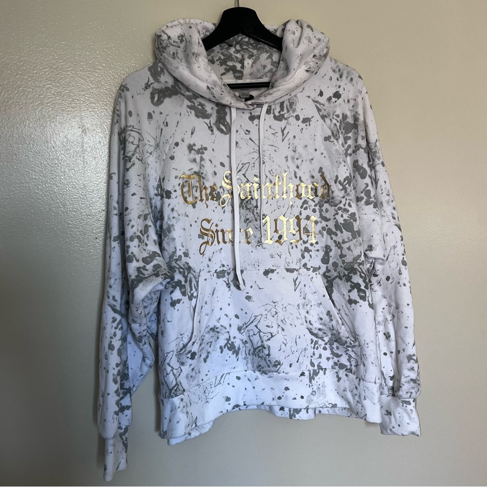 All Saints Women's Portland Talon Hoodie with Gold Graphic Lettering M